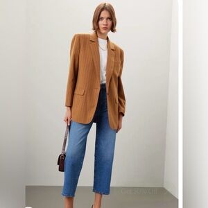 Madewell oversized pinstripe blazer camel & black
